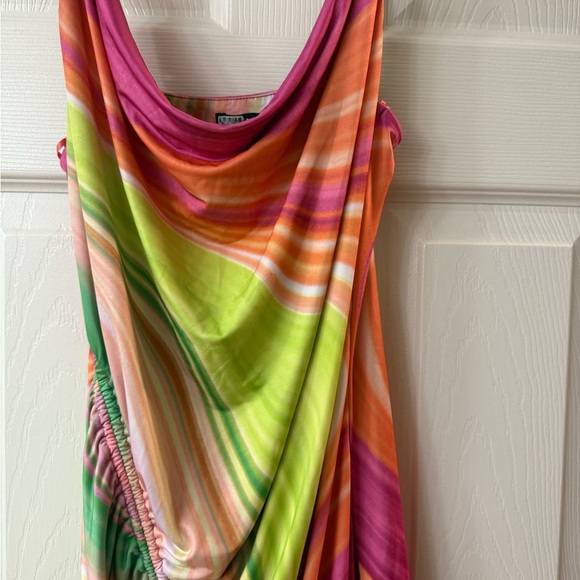 AFRM Palmetto Multicolor Striped Cowl Neck Mini Dress NWOT Small S - Picture 6 of 9